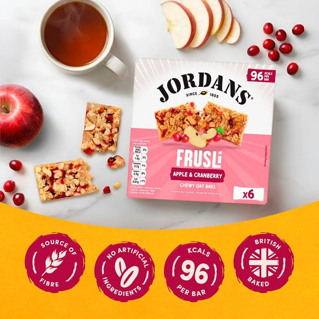 Jordans Frusli cranberry and apple chewy cereal bars 6 x 25g, UK version