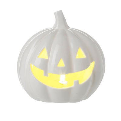 M&S Heaven Sends Halloween Light Up Porcelain White Pumpkin Decoration- Buy online at McGrocer