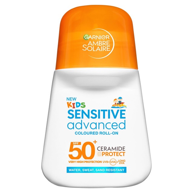 Ambre Solaire kids sunscreen roll-on SPF50 coloured (British brand)
