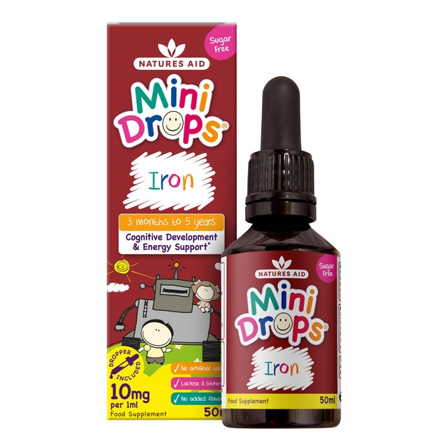 Natures Aid iron mini drops 50ml for children, imported from the UK