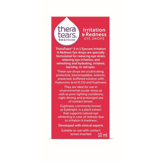 TheraTears Irritation & Redness Eye Drops 10ml (British brand)