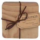 Naturals oak veneer coasters pack of 4 - British product
