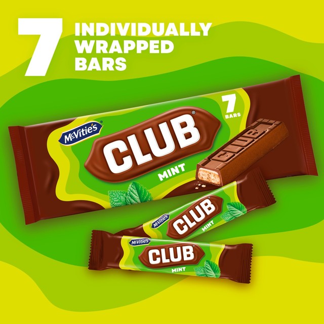 McVitie's Club mint biscuit bars 7 pack, imported from the UK