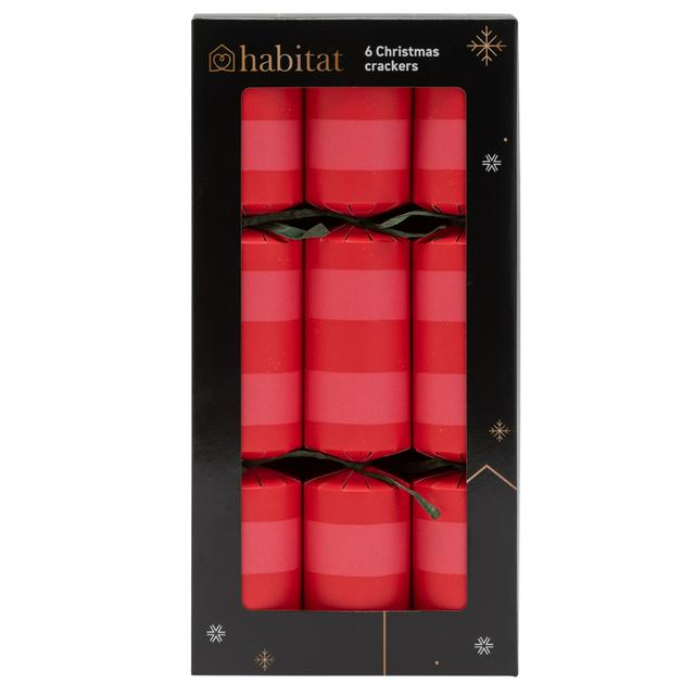 6-Pack Pink and Red Striped Christmas Crackers with Hats and Gifts