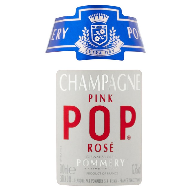 Pommery Pink POP champagne 20cl, imported from the UK