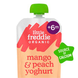 Little Freddie mango peach yoghurt baby food pouch 100g, UK version