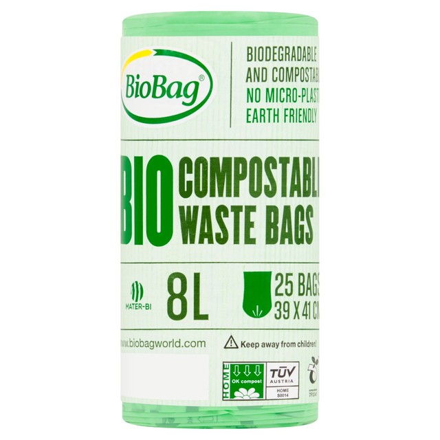 Bio Bag 8L compostable caddy bin liners - British product