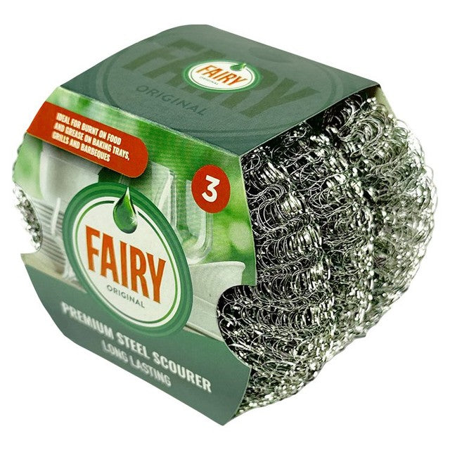 Fairy Original Premium steel wool scourers 3 pack - British product