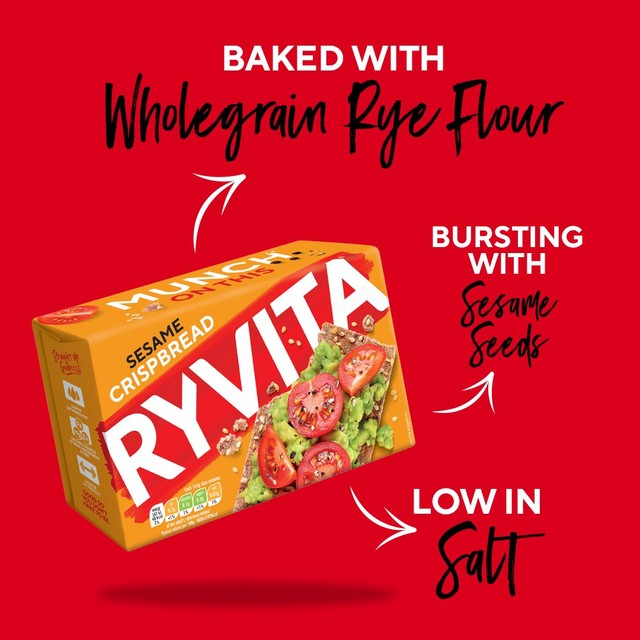 Ryvita sesame crispbread 250g, imported from the UK