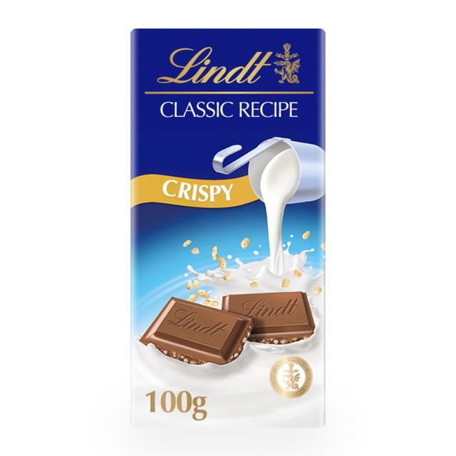 Lindt Classic Recipe Crispy Milk Chocolate Bar 100g, UK version