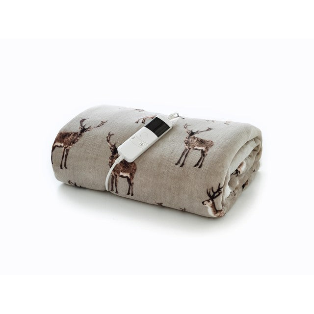 Deyongs Sterling Stag Heated Throw 140cm x 180cm - British product
