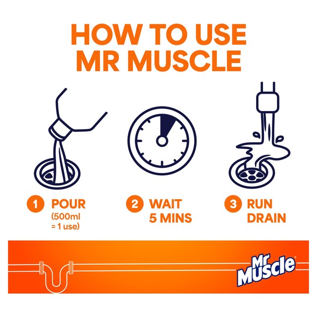Mr Muscle Power Gel drain unblocker 500ml, imported from the UK