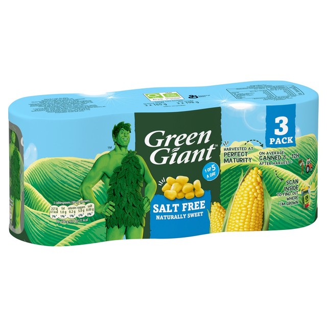 Green Giant salt free sweetcorn can - British product