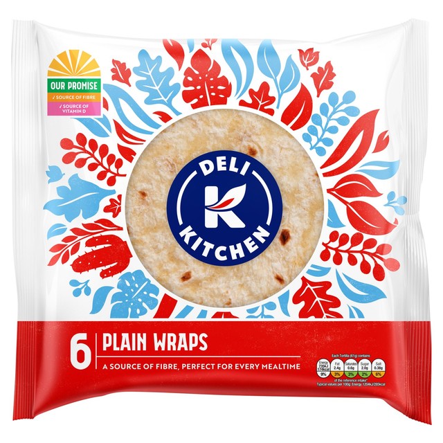 Deli Kitchen plain tortilla wraps 6 pack, imported from the UK