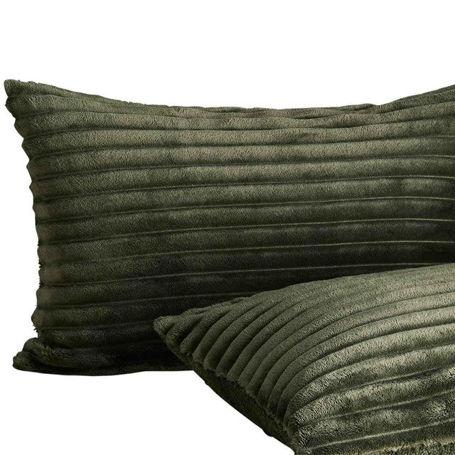 M&S fleece bedding set striped green double - British product