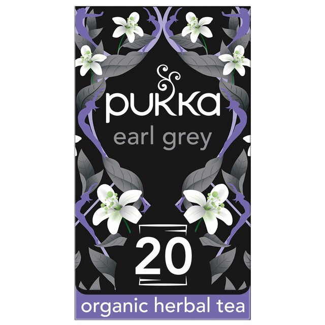 Pukka Herbs Earl Grey tea bags 20 pack, imported from the UK