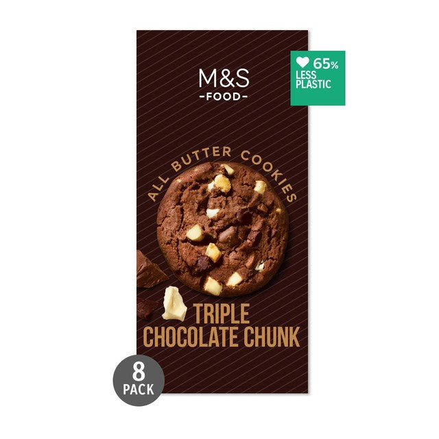 M&S triple chocolate chunk cookies 200g, imported from the UK