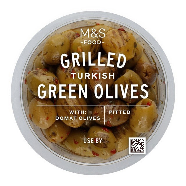 M&S grilled Turkish olives with red peppers 170g, imported from the UK