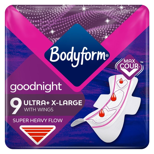 Bodyform Ultra Night Extra Sanitary Towels 9 per pack - British product