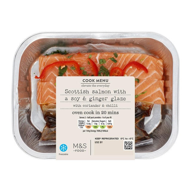 M&S salmon with soy and ginger dressing 285g, imported from the UK