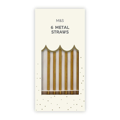 M&S Gold wiederverwendbare Metallstrohhalme 6er Pack