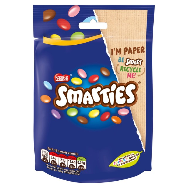 Smarties Milk Chocolate Sweets Sharing Bag 105g (British brand)