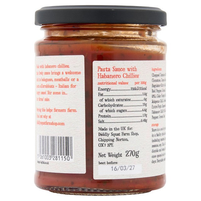 Diddly Squat Farm chilli pasta sauce jar - British product