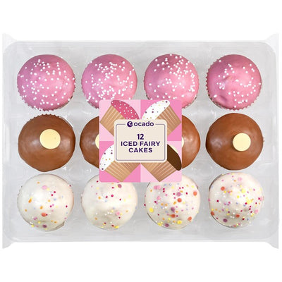M&S Ocado Iced Fairy Cakes Vanilla Sponge Cakes 12 Pack- Buy online at McGrocer