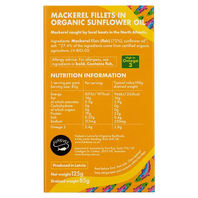 Fish 4 Ever Makrelenfilets in Bio-Sonnenblumenöl, Dose 125 g