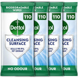 Dettol biodegradable antibacterial multi surface wipes 4x110, UK version