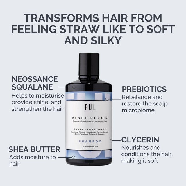 FUL Reset Repair Shampoo for dry damaged hair 250ml - British product