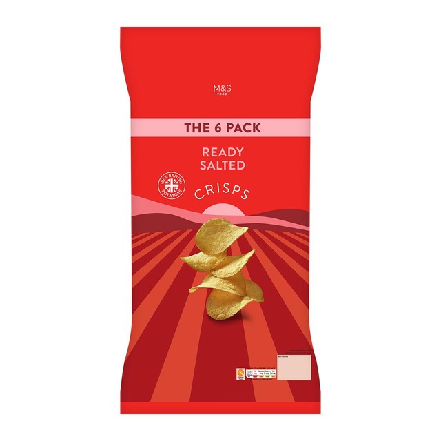 M&S Ready Salted Potato Crisps Multipack 150g, imported from the UK