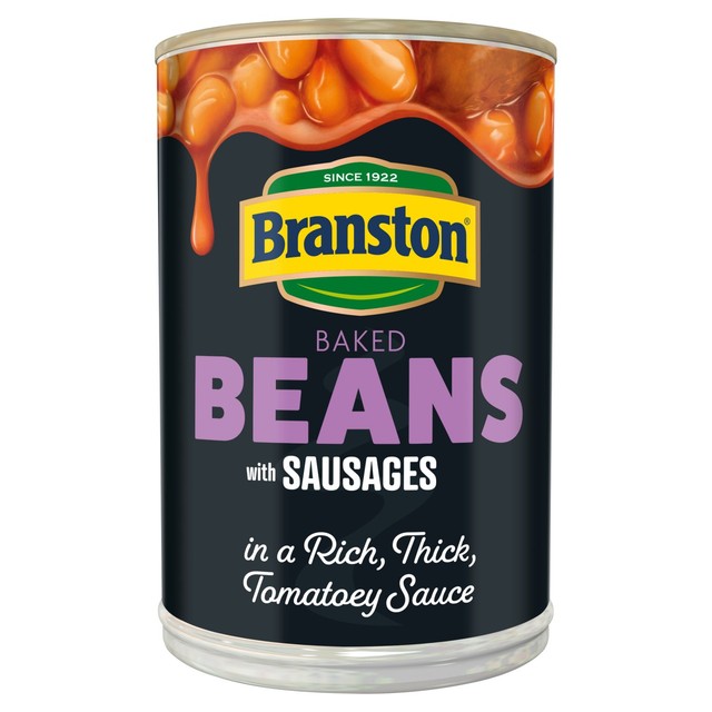 Branston baked beans with pork sausages in tomato sauce 405g - British product