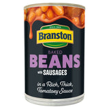 Branston baked beans with pork sausages in tomato sauce 405g - British product