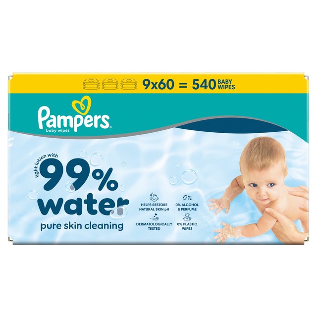 Pampers 99% water baby wipes (British brand)