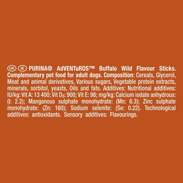 Adventuros Buffalo Sticks dog treats 120g - British product