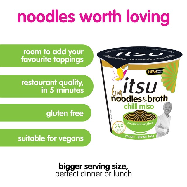 Itsu chilli miso instant noodles pot 98g, UK version