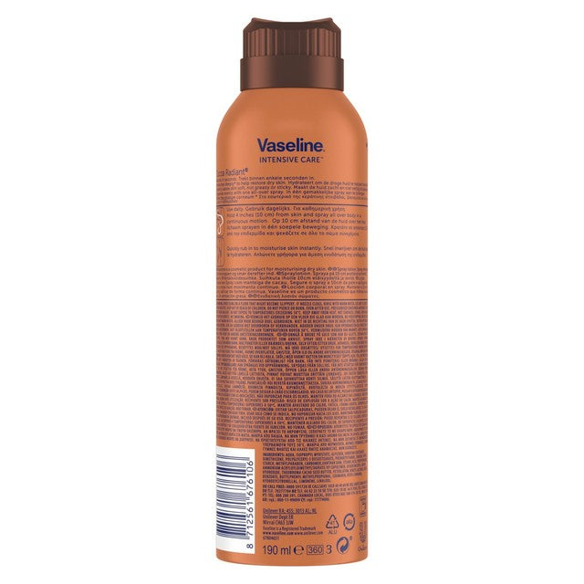 Vaseline cocoa radiant body moisturiser spray 190ml (British brand)