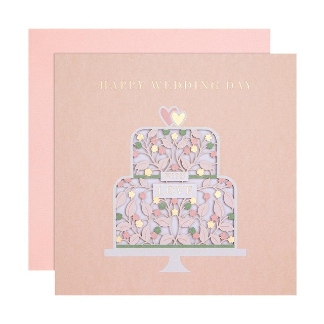 M&S flower cake wedding card 19.8cm x 19.8cm, imported from the UK