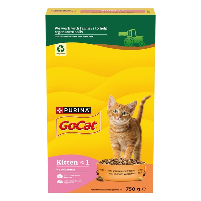 Go-Cat kitten dry cat food chicken turkey and milk 750g, UK version