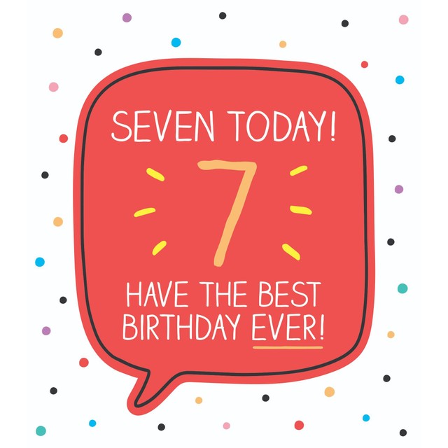 Pigment 7th birthday card 160mm x 176mm - British product
