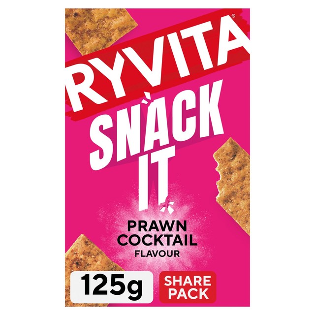 Ryvita Snack It Thins Prawn Cocktail flatbread snacks, imported from the UK