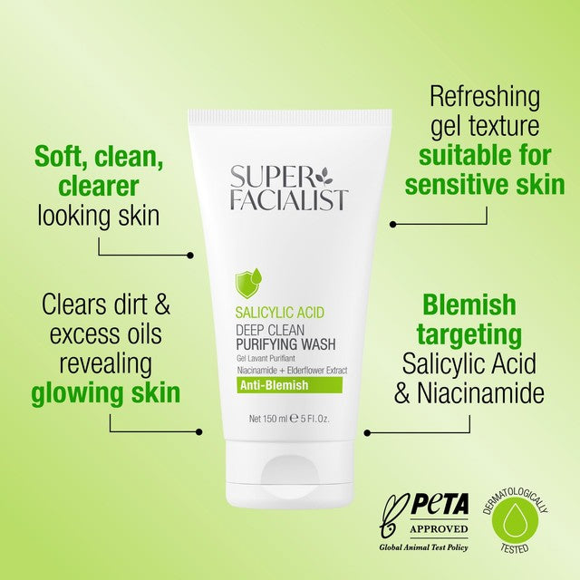 Super Facialist Salicylic Acid Anti-Blemish Purifying Cleansing Wash 150ml (British brand)