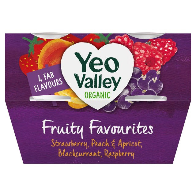 Yeo Valley organic fruity favourites yogurts assorted flavours 4x110g (British brand)