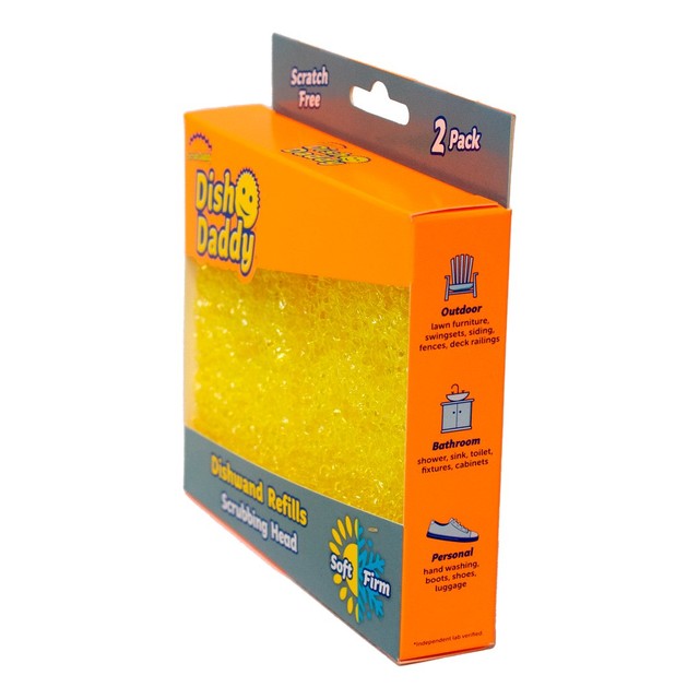 Scrub Daddy dishwand refill head yellow 2 pack (British brand)