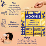 Adonis keto protein shake vanilla bag, imported from the UK