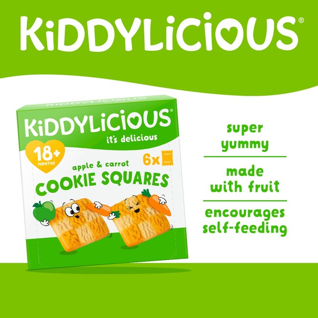 Kiddylicious Apple and Carrot Cookie Squares baby biscuits 24g sachet, UK version