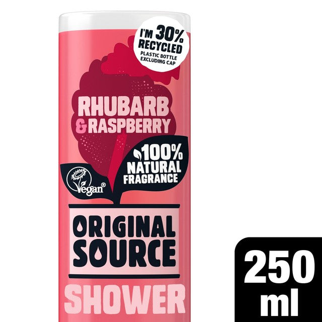 Original Source rhubarb & raspberry shower gel 250ml, imported from the UK