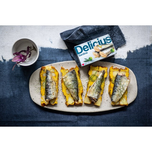 Delicius sardines in olive oil 120g can - British product