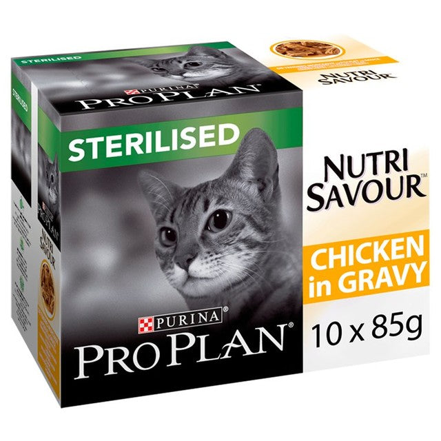 Pro Plan cat food sterilised 10 x 85g, imported from the UK